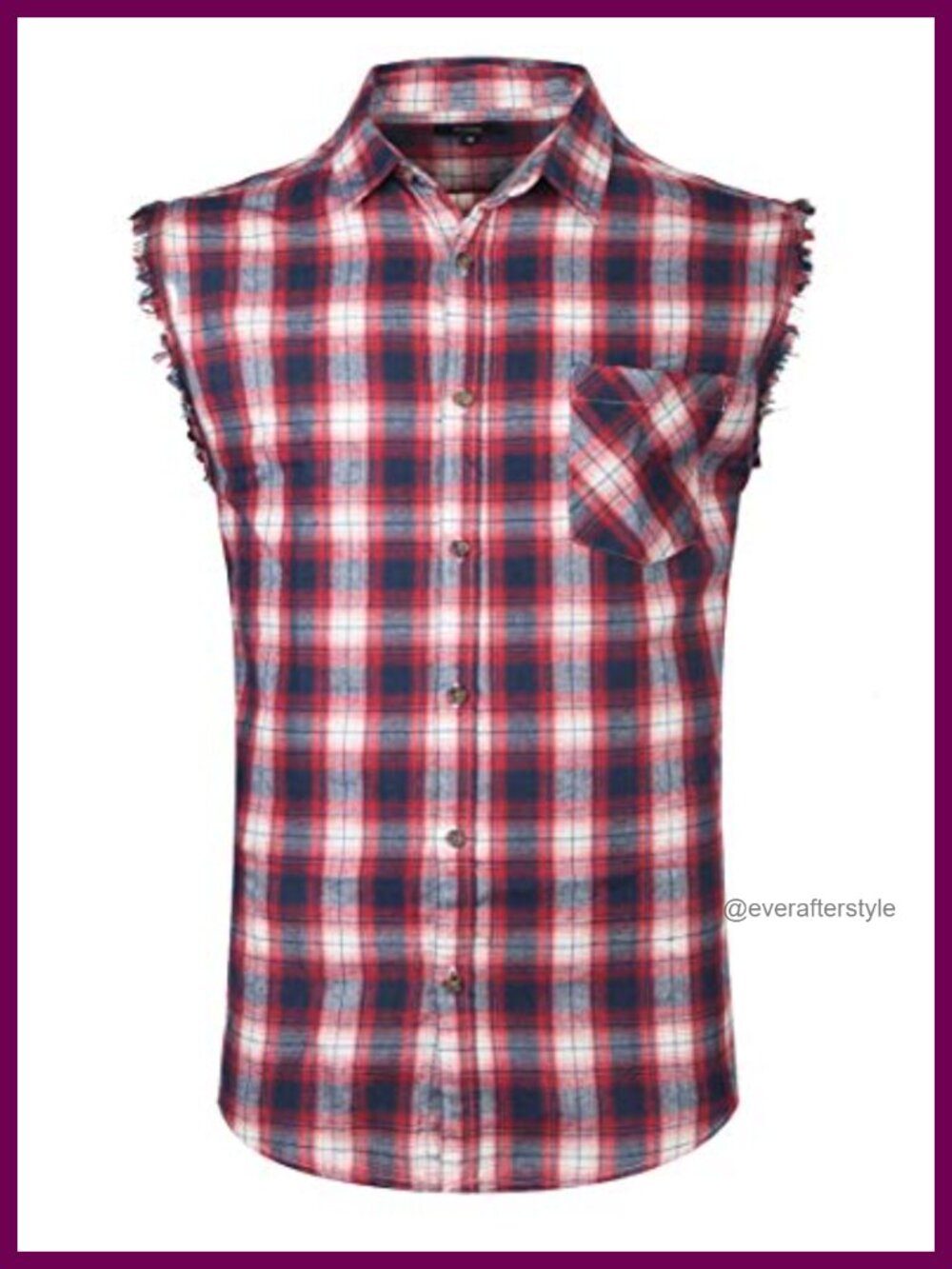 Men's Sleeveless Plaid Button Down Shirt 100% Cotton Casual Western Vest